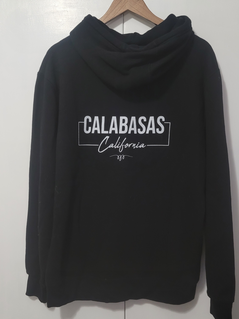 Calabasas California Black Hoodie with White Logo